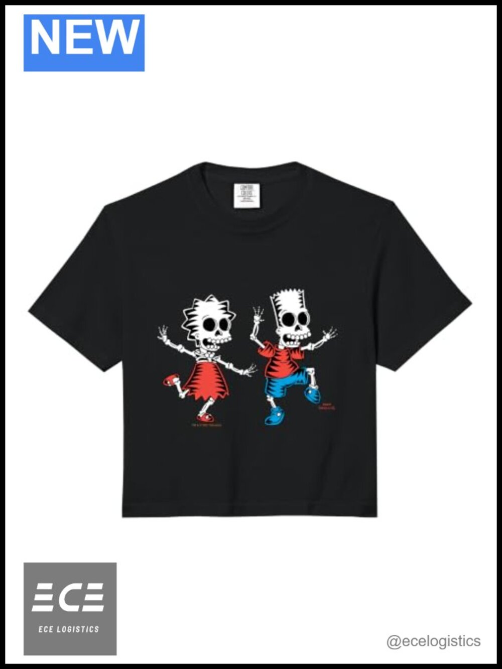 Cartoon Graphic Crop Top Boxy Fit Crew Neck Short Sleeve Pull On Casual